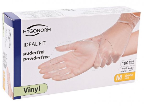 Hygonorm Ideal Fit Vinylhandschuhe puderfrei Farbe:weiss