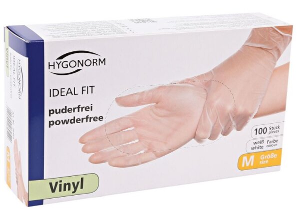 Hygonorm Ideal Fit Vinylhandschuhe puderfrei Farbe:weiss S