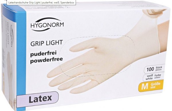 Hygonorm Grip Light Latexhandschuhe puderfrei Farbe:weiss