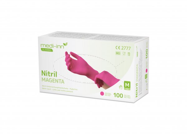 Nitril Handschuhe bunt, MAGENTA, Länge:240 mm L Box